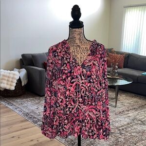 Lilly Pulitzer Purple and Pink Smocked Bell Sleeve Blouse